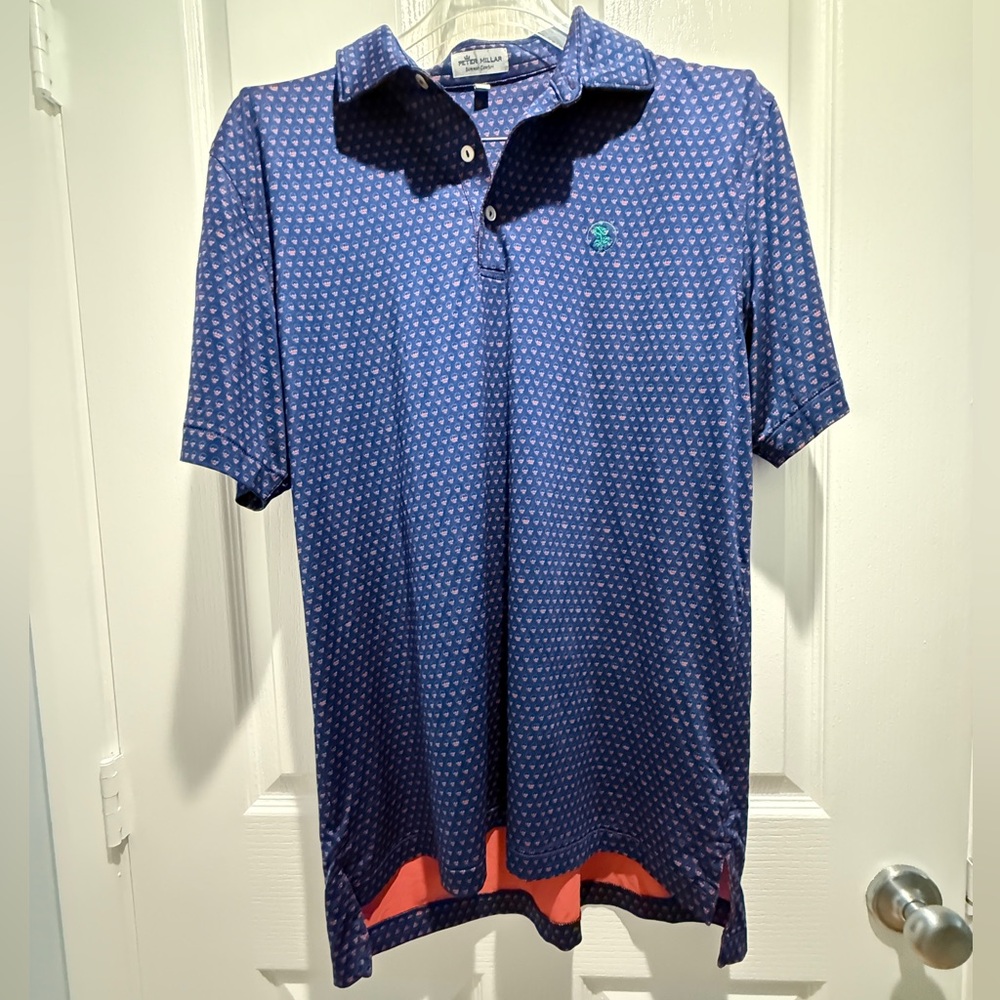 Peter Millar Navy Polo with Pattern